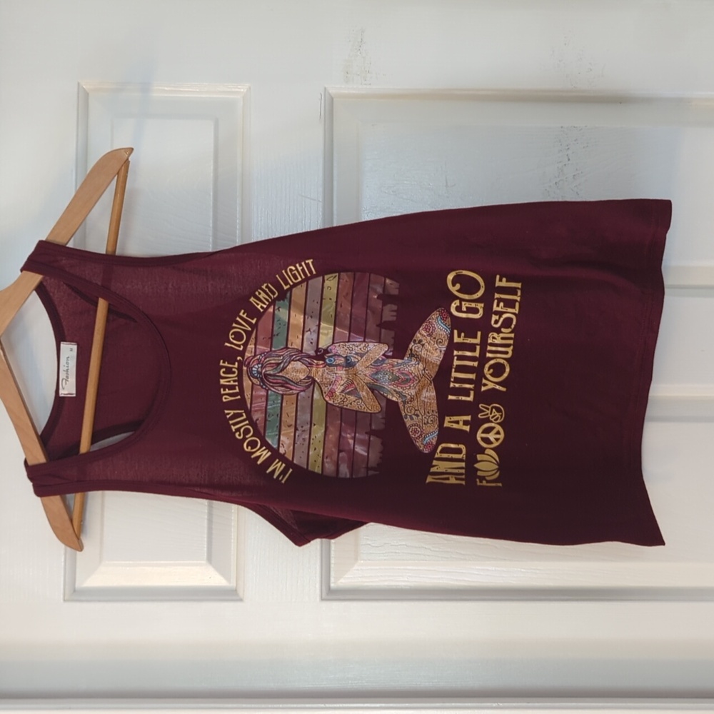 Burgundy Graphic Tank Top Fashion